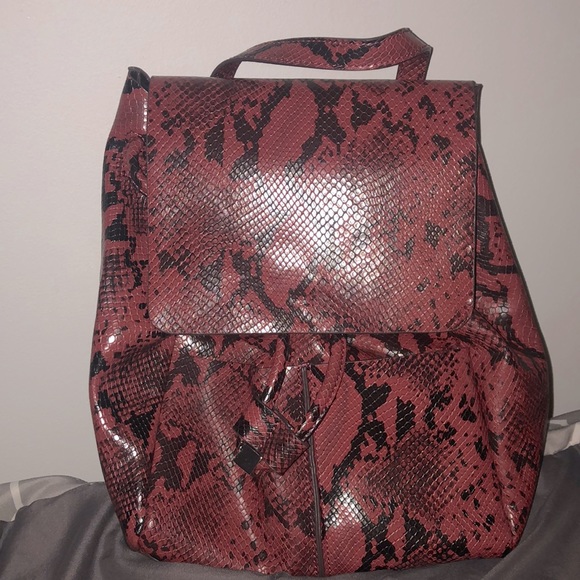 Zara Handbags - Zara Red Snake Skin Backpack
